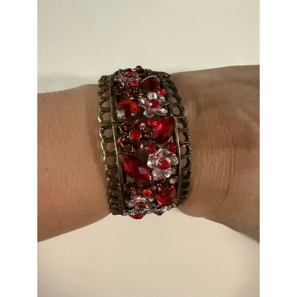 Red  floral cuff bracelet